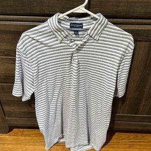 Peter Millar white and blue striped polo